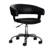 Black Leatherette Bucket Seat Desk Chair with Casters and Arms by Benjara