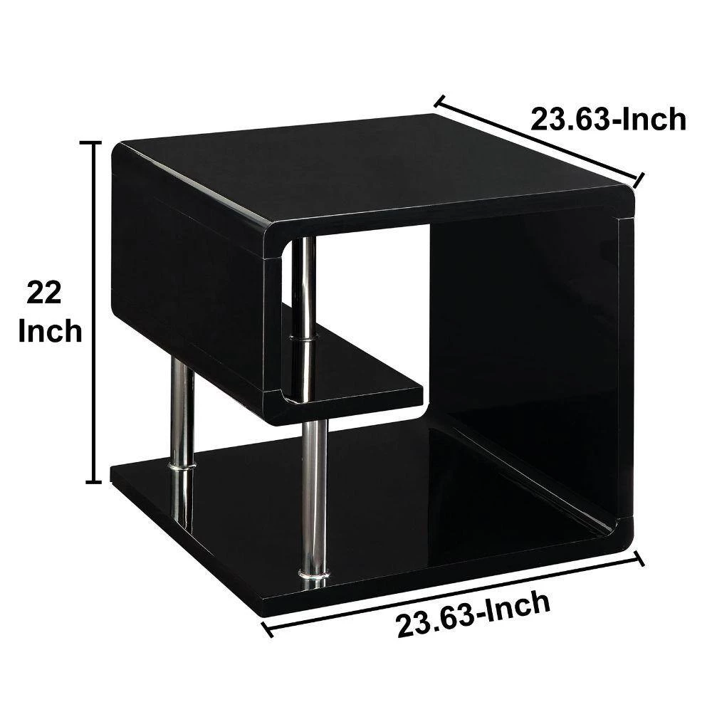 23.63 in. W Black Ninove Contemporary Style Metal End Table by Benjara 5 23.63 in. W Black Ninove Contemporary Style Metal End Table by Benjara - Image 5