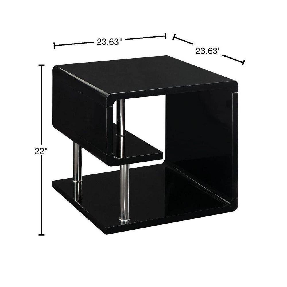 23.63 in. W Black Ninove Contemporary Style Metal End Table by Benjara 3 23.63 in. W Black Ninove Contemporary Style Metal End Table by Benjara - Image 3