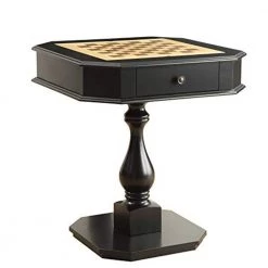 31 in. Black Wooden Chess Game Table with 1-Drawer by Benjara