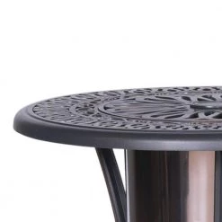 21 in. Black Round Wood Top Patio End Table with Removable Steel Ice Bucket by Benjara -Cheap Benjara Store black benjara end side tables bm283974 4f 1000