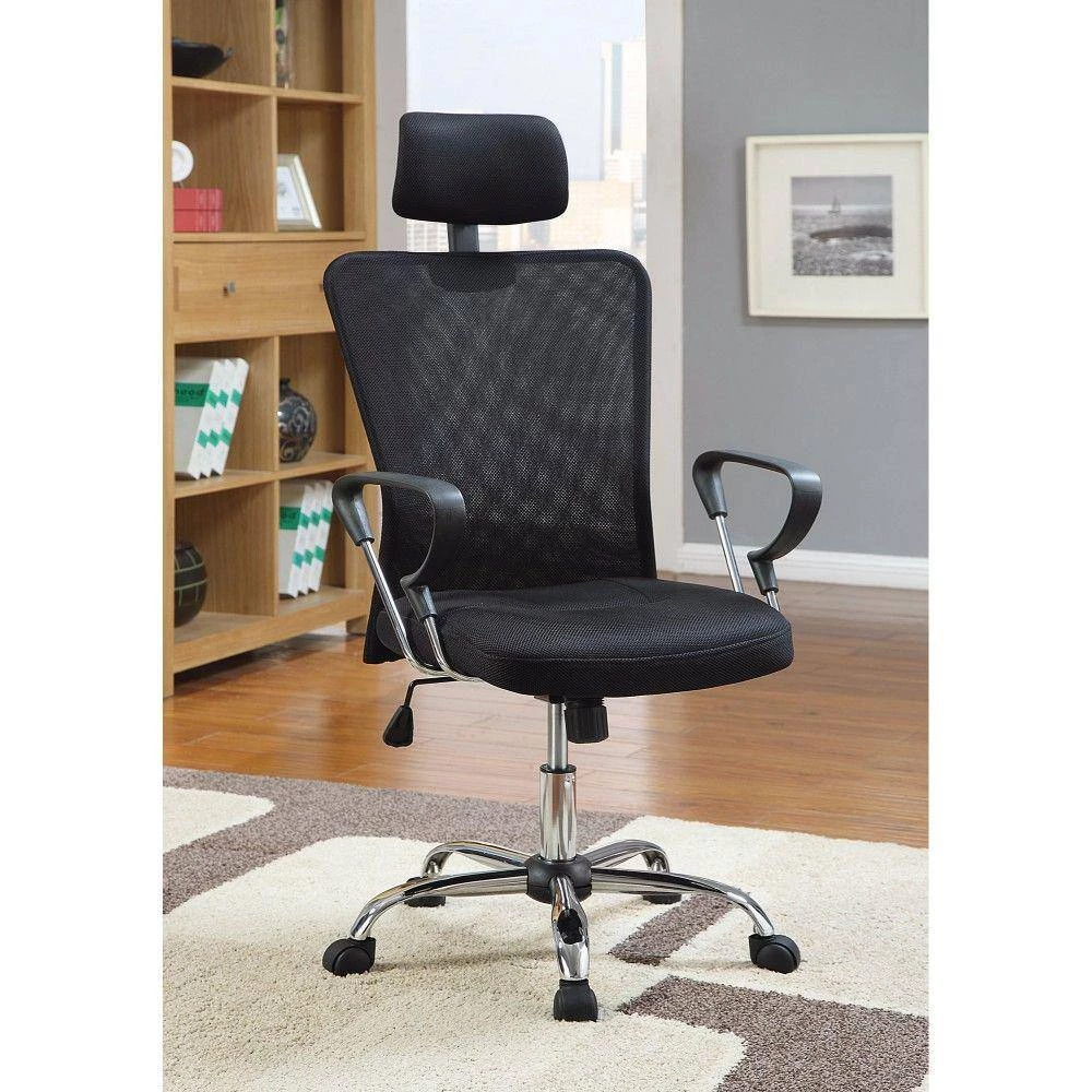 Designer Black Mesh Executive Chair with Adjustable Headrest by Benjara 6 Designer Black Mesh Executive Chair with Adjustable Headrest by Benjara - Image 6