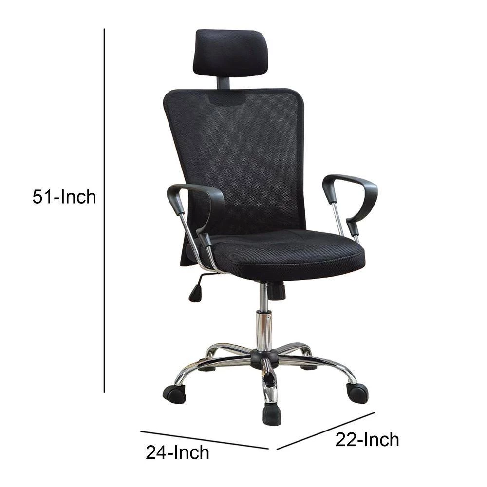 Designer Black Mesh Executive Chair with Adjustable Headrest by Benjara 5 Designer Black Mesh Executive Chair with Adjustable Headrest by Benjara - Image 5