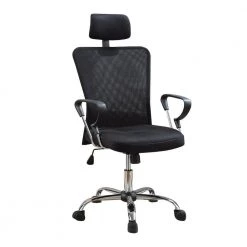 Designer Black Mesh Executive Chair with Adjustable Headrest by Benjara