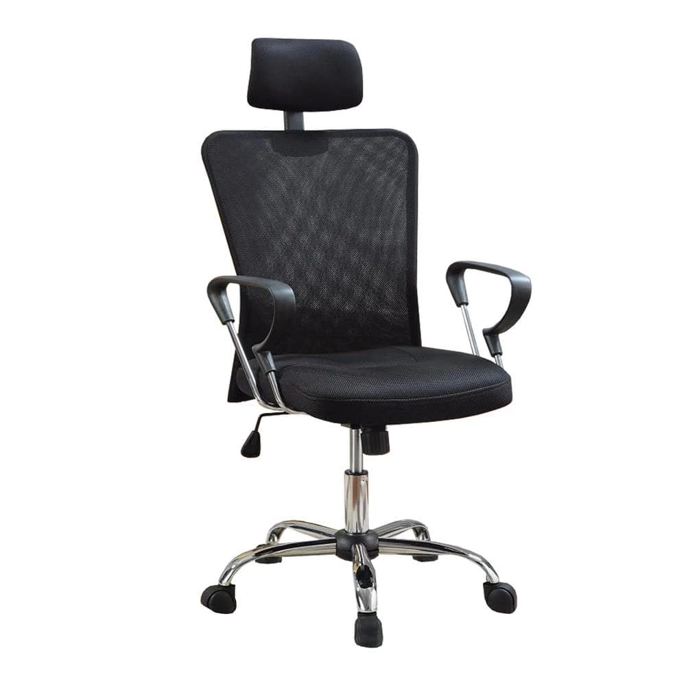 Designer Black Mesh Executive Chair with Adjustable Headrest by Benjara 1 Designer Black Mesh Executive Chair with Adjustable Headrest by Benjara