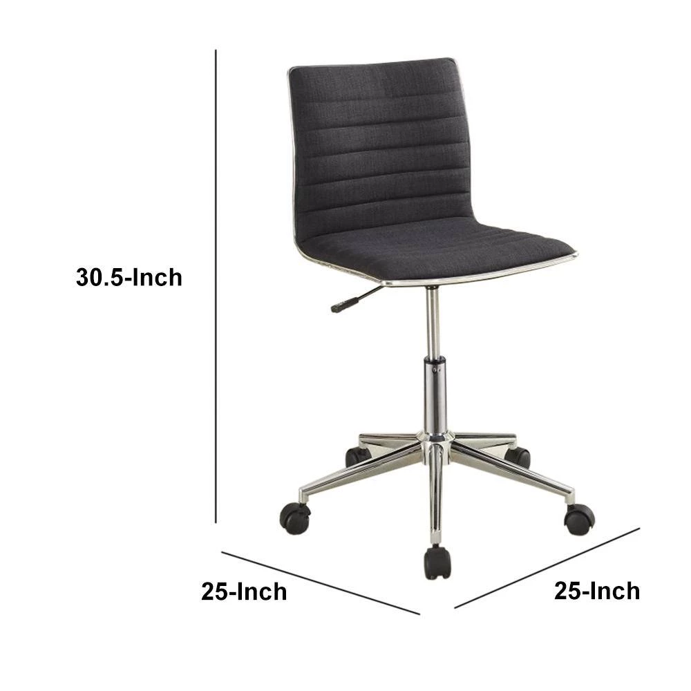 Contemporary Black Fabric Seat Lenin Mid Back Desk Chair by Benjara 5 Contemporary Black Fabric Seat Lenin Mid Back Desk Chair by Benjara - Image 5