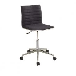 Contemporary Black Fabric Seat Lenin Mid Back Desk Chair by Benjara