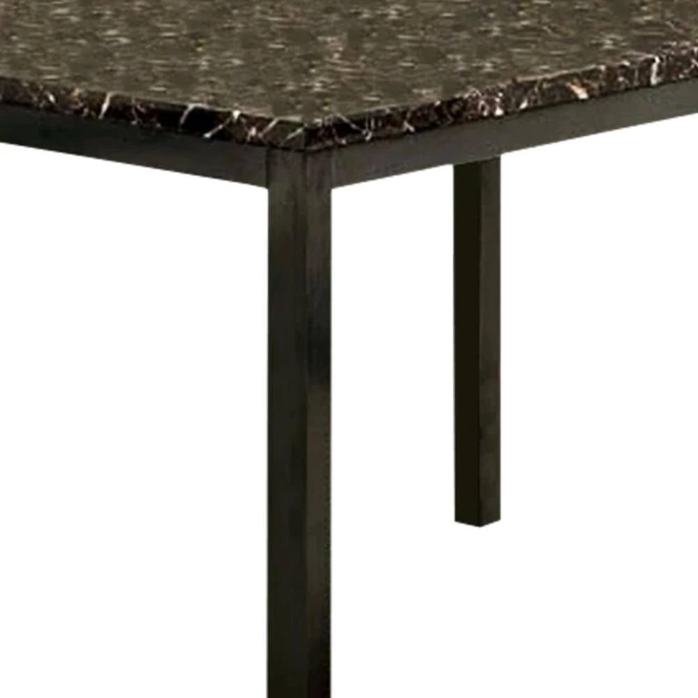 Colman Modern 48 in. Rectangle Black Faux Marble Top Dining Table Seats 2 by Benjara 5 Colman Modern 48 in. Rectangle Black Faux Marble Top Dining Table Seats 2 by Benjara - Image 5