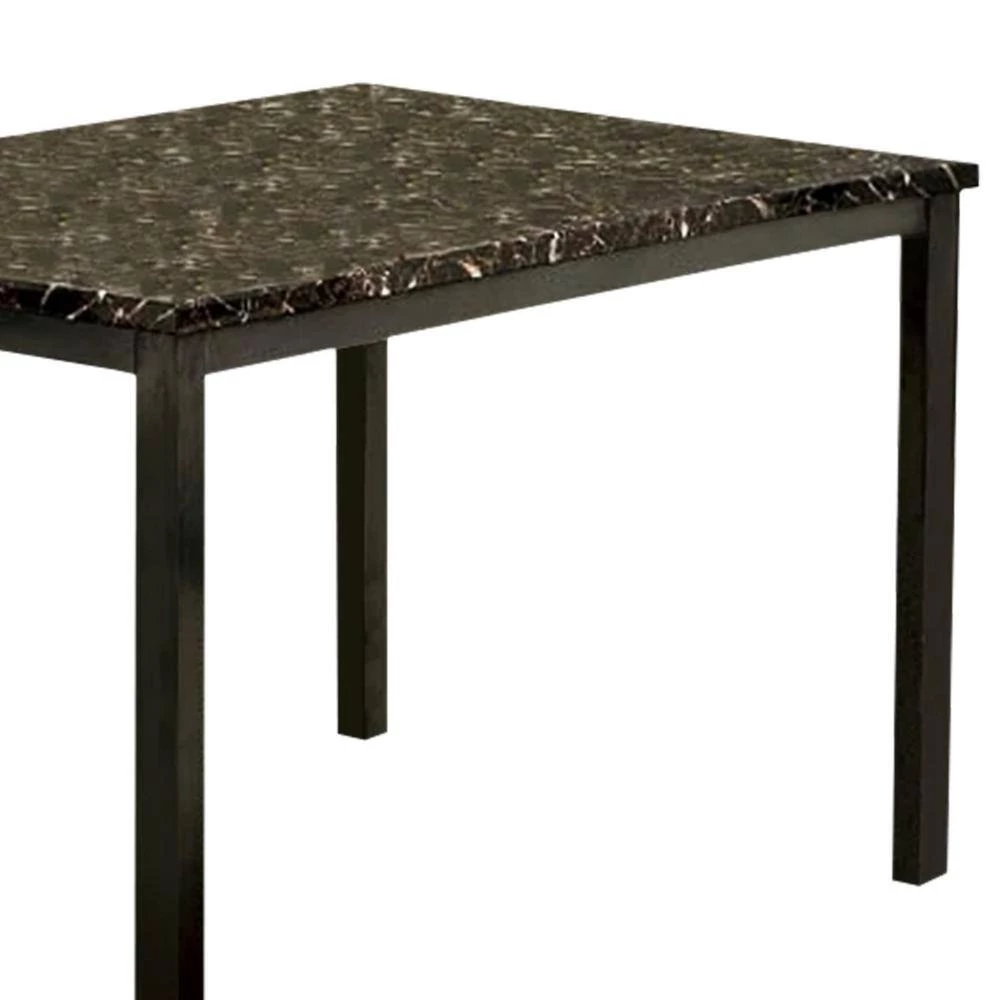 Colman Modern 48 in. Rectangle Black Faux Marble Top Dining Table Seats 2 by Benjara 4 Colman Modern 48 in. Rectangle Black Faux Marble Top Dining Table Seats 2 by Benjara - Image 4