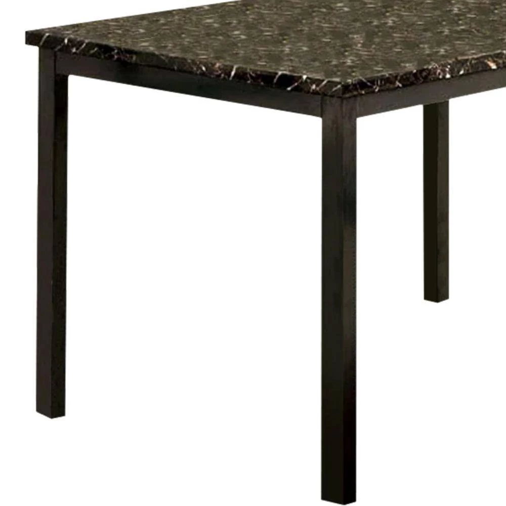 Colman Modern 48 in. Rectangle Black Faux Marble Top Dining Table Seats 2 by Benjara 2 Colman Modern 48 in. Rectangle Black Faux Marble Top Dining Table Seats 2 by Benjara - Image 2