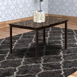 Colman Contemporary 60 in. L Rectangle Black Faux Marble Top Dining Table with Metal Frame Seats 4 by Benjara 13 Colman Contemporary 60 in. L Rectangle Black Faux Marble Top Dining Table with Metal Frame Seats 4 by Benjara -Cheap Benjara Store black benjara kitchen dining tables bm123399 31 1000