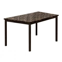 Colman Contemporary 60 in. L Rectangle Black Faux Marble Top Dining Table with Metal Frame Seats 4 by Benjara