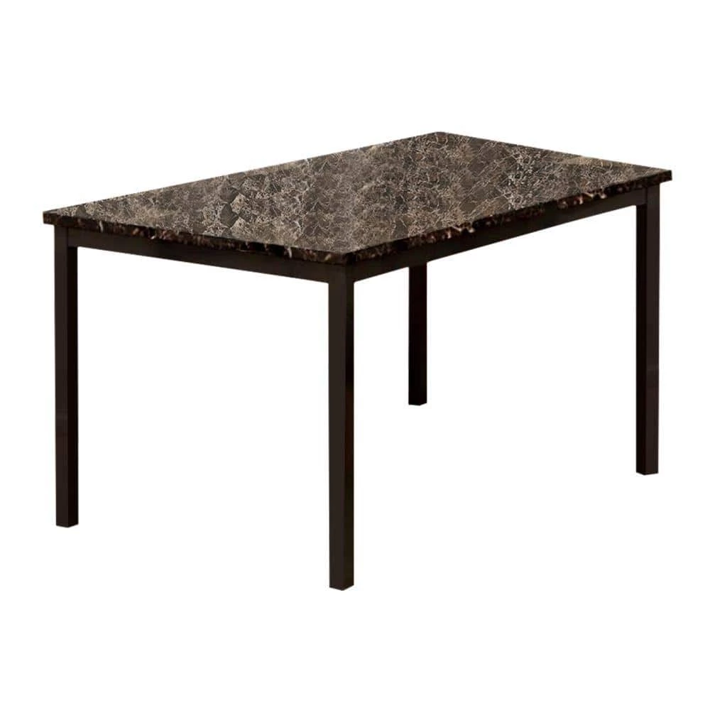 Colman Contemporary 60 in. L Rectangle Black Faux Marble Top Dining Table with Metal Frame Seats 4 by Benjara 1 Colman Contemporary 60 in. L Rectangle Black Faux Marble Top Dining Table with Metal Frame Seats 4 by Benjara