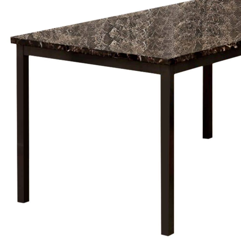 Colman Contemporary 60 in. L Rectangle Black Faux Marble Top Dining Table with Metal Frame Seats 4 by Benjara 3 Colman Contemporary 60 in. L Rectangle Black Faux Marble Top Dining Table with Metal Frame Seats 4 by Benjara - Image 3