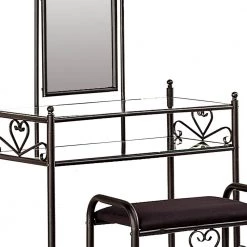 Casual 2-Piece Black Metal Vanity Set with Stool with Fabric Seat by Benjara 9 Casual 2-Piece Black Metal Vanity Set with Stool with Fabric Seat by Benjara -Cheap Benjara Store black benjara makeup vanities bm158046 c3 1000