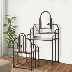 Opulent Brown 2-Piece Traditional Vanity Set by Benjara 13 Opulent Brown 2-Piece Traditional Vanity Set by Benjara -Cheap Benjara Store black benjara makeup vanities bm158048 31 1000