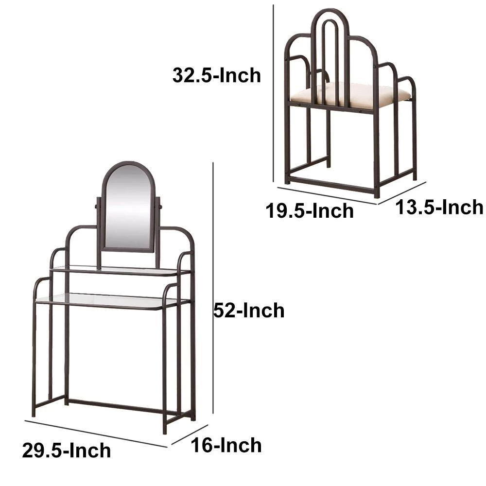 Opulent Brown 2-Piece Traditional Vanity Set by Benjara 6 Opulent Brown 2-Piece Traditional Vanity Set by Benjara - Image 6