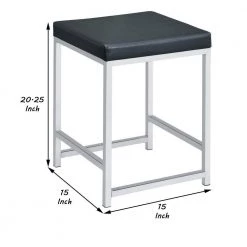 15 in. x 20.25 in. Vanity Stool with Leatherette Seat and Tubular Frame in Black by Benjara -Cheap Benjara Store black benjara makeup vanities bm245892 44 1000