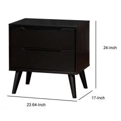 Lennart Mid Century Modern 2-Drawer Black 17 in. L x 23.63 in. W x 24 in. H Nightstand by Benjara -Cheap Benjara Store black benjara nightstands bm123112 40 1000