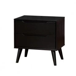 Lennart Mid Century Modern 2-Drawer Black 17 in. L x 23.63 in. W x 24 in. H Nightstand by Benjara