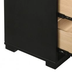 Reza Modern 2-Drawers Black Wood Nightstand with Textured Felt Lined (23.5 in. H x 25 in. W x 15.25 in. L) by Benjara -Cheap Benjara Store black benjara nightstands bm280473 1f 1000