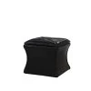 Black Leatherette Button Tufted Square Storage Ottoman with Seating 14.5" L x 14.5" W X 17.5" H by Benjara