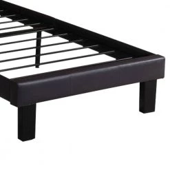 Black Polyurethane Twin Size Bed in High Headboard by Benjara -Cheap Benjara Store black benjara platform beds bm167272 c3 1000