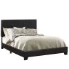 Black Queen Size Leather Upholstered Platform Bed by Benjara