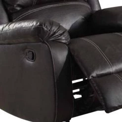 Black Metal and Leatherette Rocking Recliner with Cushioned Armrests by Benjara -Cheap Benjara Store black benjara recliners bm185728 1f 1000