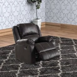 Black Metal and Leatherette Rocking Recliner with Cushioned Armrests by Benjara -Cheap Benjara Store black benjara recliners bm185728 31 1000