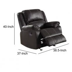 Black Metal and Leatherette Rocking Recliner with Cushioned Armrests by Benjara -Cheap Benjara Store black benjara recliners bm185728 44 1000