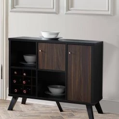 Black and Brown Wooden Buffet with Angled Legs by Benjara 15 Black and Brown Wooden Buffet with Angled Legs by Benjara -Cheap Benjara Store black benjara sideboards buffet tables bm179738 31 1000