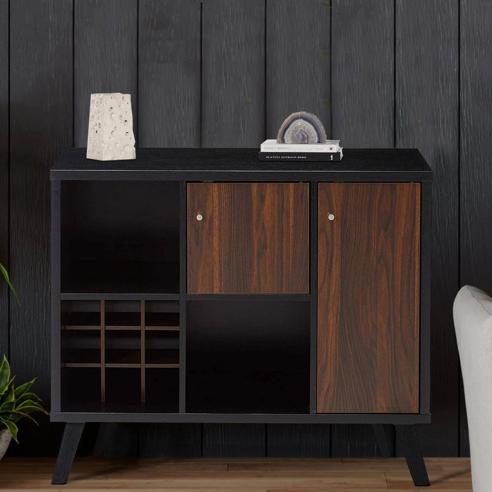 Black and Brown Wooden Buffet with Angled Legs by Benjara 7 Black and Brown Wooden Buffet with Angled Legs by Benjara - Image 7