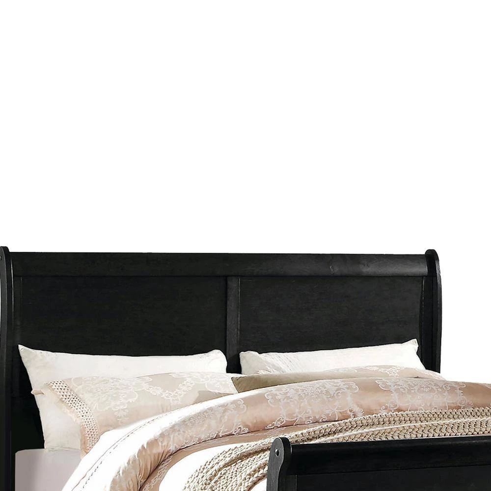 Modern Style Black Elegant Queen Size Sleigh Bed by Benjara 5 Modern Style Black Elegant Queen Size Sleigh Bed by Benjara - Image 5