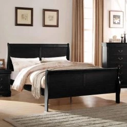 Modern Style Black Elegant Queen Size Sleigh Bed by Benjara 15 Modern Style Black Elegant Queen Size Sleigh Bed by Benjara -Cheap Benjara Store black benjara sleigh beds bm156003 31 1000