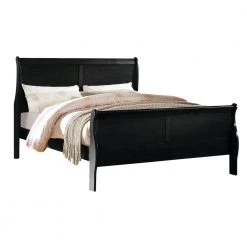 Modern Style Black Elegant Queen Size Sleigh Bed by Benjara
