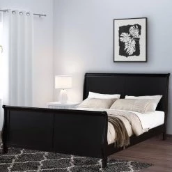 Louis Philippe Fabulous Black California King Size Bed by Benjara -Cheap Benjara Store black benjara sleigh beds bm171674 31 1000