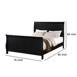 Louis Philippe Fabulous Black California King Size Bed by Benjara -Cheap Benjara Store black benjara sleigh beds bm171674 44 1000