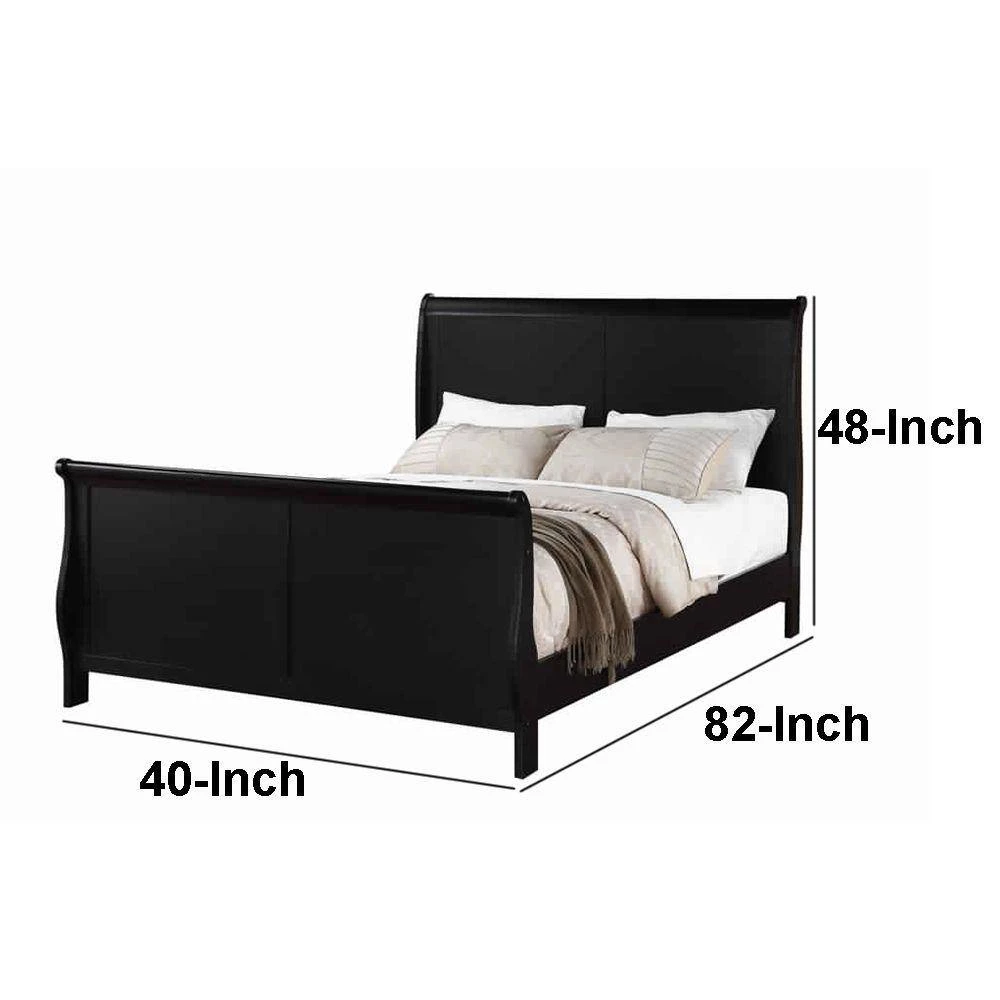 Classy Black Wooden Twin Bed by Benjara 7 Classy Black Wooden Twin Bed by Benjara - Image 7