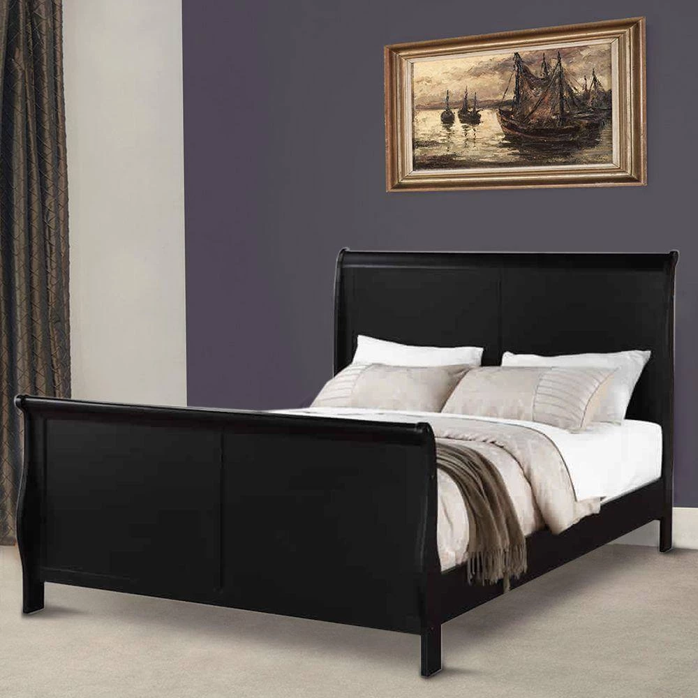 Classy Black Wooden Twin Bed by Benjara 2 Classy Black Wooden Twin Bed by Benjara - Image 2