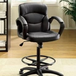 Belleville Contemporary Black Leather Office Chair with Arms by Benjara -Cheap Benjara Store black benjara task chairs bm131835 4f 1000