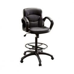 Belleville Contemporary Black Leather Office Chair with Arms by Benjara