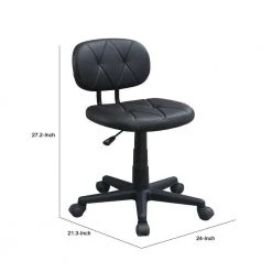 Black Leatherette Office Chair with Adjustable Height and Diamond Stitch by Benjara -Cheap Benjara Store black benjara task chairs bm266473 44 1000