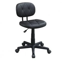Black Leatherette Office Chair with Adjustable Height and Diamond Stitch by Benjara