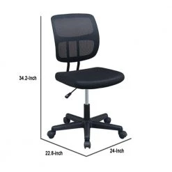 Black Metal Office Chair with Curved Mesh Back and Adjustable Height by Benjara -Cheap Benjara Store black benjara task chairs bm266474 44 1000