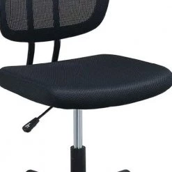 Black Metal Office Chair with Curved Mesh Back and Adjustable Height by Benjara -Cheap Benjara Store black benjara task chairs bm266474 4f 1000