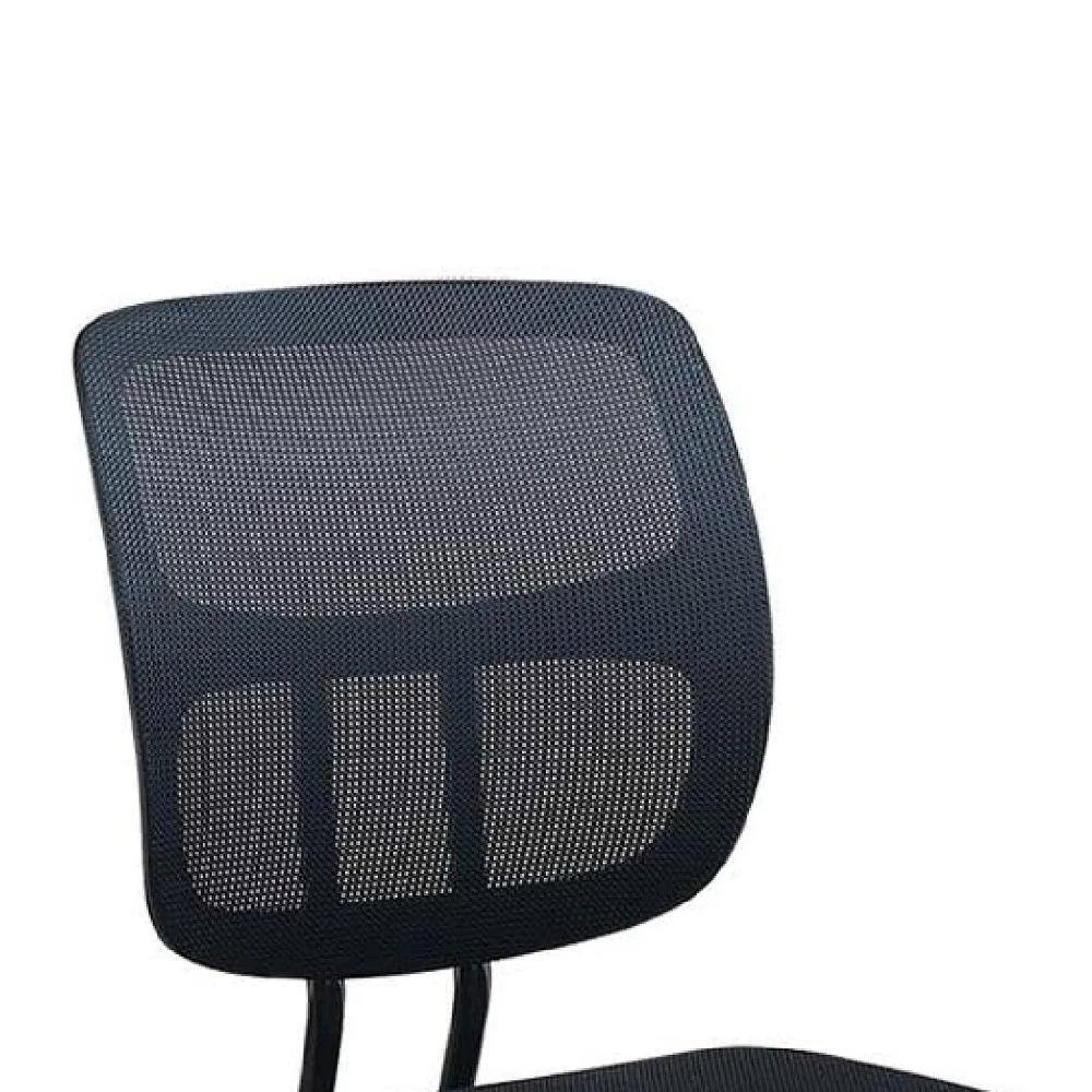 Black Fabric Office Chair with Curved Mesh Back and Padded Seat by Benjara 2 Black Fabric Office Chair with Curved Mesh Back and Padded Seat by Benjara - Image 2