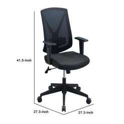 Black Fabric Office Chair with Tall Mesh Fabric Back and Casters by Benjara -Cheap Benjara Store black benjara task chairs bm266476 44 1000