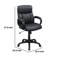Black Leatherette Office Chair with Top Padded Back and Casters by Benjara -Cheap Benjara Store black benjara task chairs bm266479 44 1000