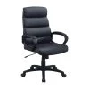 Black Leatherette Office Chair with Horizontally Tufted Padded Back by Benjara
